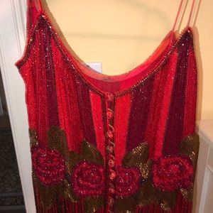 Vintage rose deco heavily beaded top